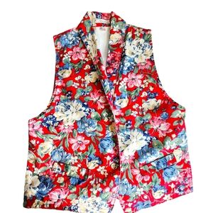 Norm Thompson Vintage Portland Oregon Floral Vest
